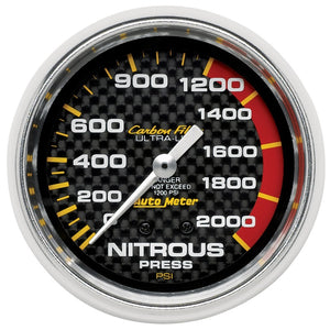 AutoMeter 4828 Autometer Carbon Fiber 66.7mm Mechanical 0-2000 PSI Nitrous Press Gauge