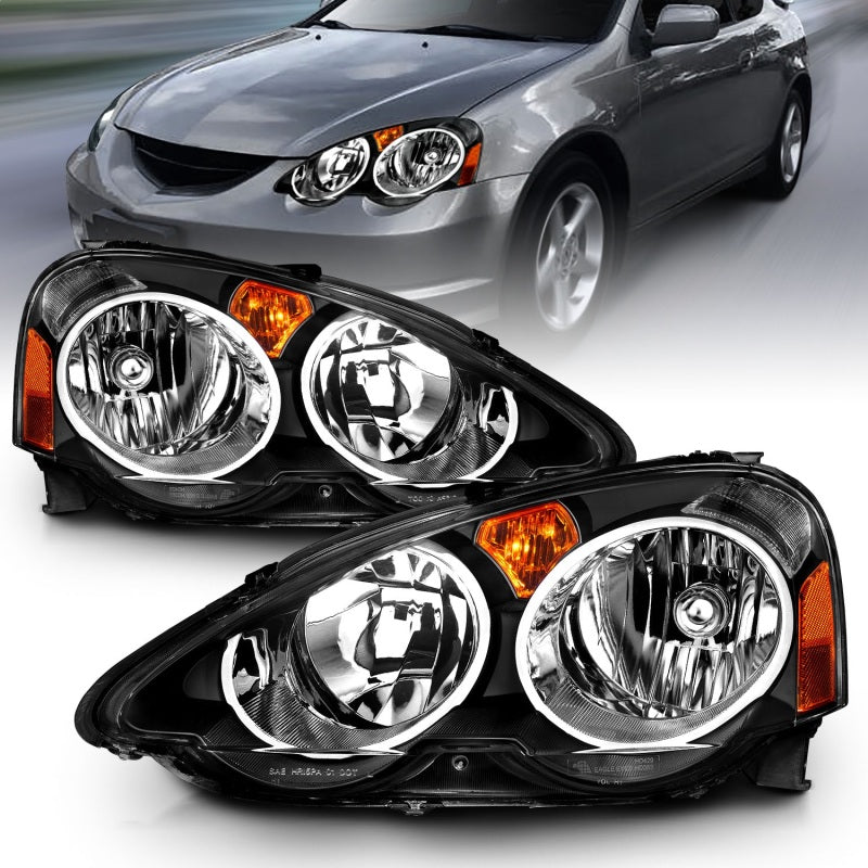 ANZO 121209 2004 fits Acura 02-20 Rsx Crystal Headlights Black