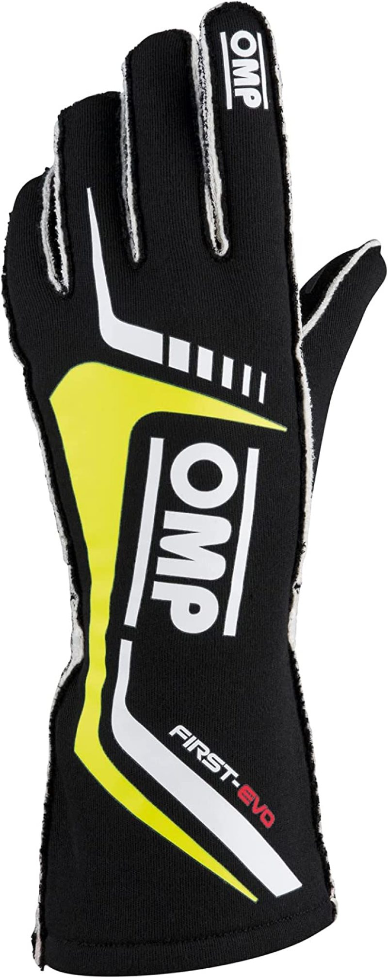 OMP IB0-0767-A01-178-XL First Evo Gloves Black/Yellow - Size XL (Fia 8856-2018)