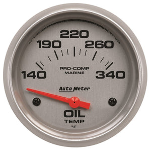 AutoMeter 200765-33 Autometer Marine Silver Ultra Lite Electric Oil Temperature Gauge 2-5/8in 140-300 Deg F