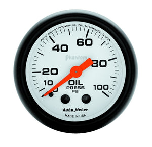 AutoMeter 5721 Phantom 52mm 0-100 PSI Mechanical Oil Pressure Gauge