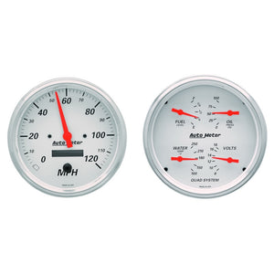 AutoMeter 1303 Gauge Kit 2 Pc. Quad & Speedometer 5in. Arctic White
