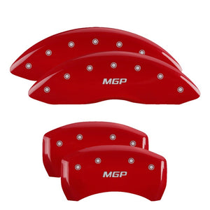 MGP 12162SMGPRD 4 Caliper Covers Engraved Front & Rear Red finish silver ch