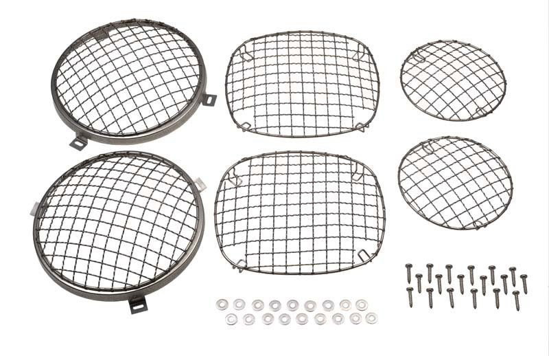 Kentrol 30465 fits Jeep 76-86 Wire Mesh Guard Set 6 Pieces CJ - Polished Silver