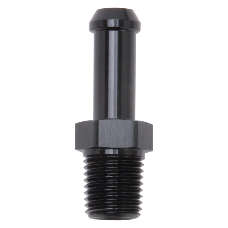 Edelbrock 8191 Hose End Straight 1/4In NPT to 3/8In Barb Black Anodize