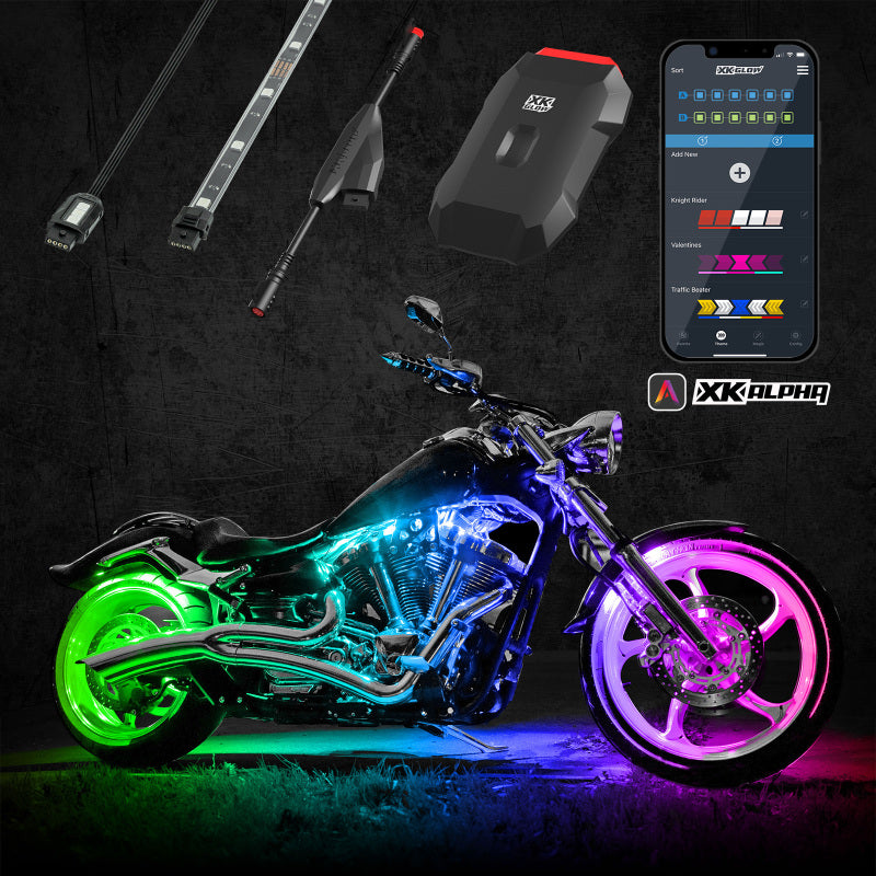 XK AP-MOTO-STA Glow Addressable LED Motorcycle Accent Light Kits Standard XKalpha App Controlled