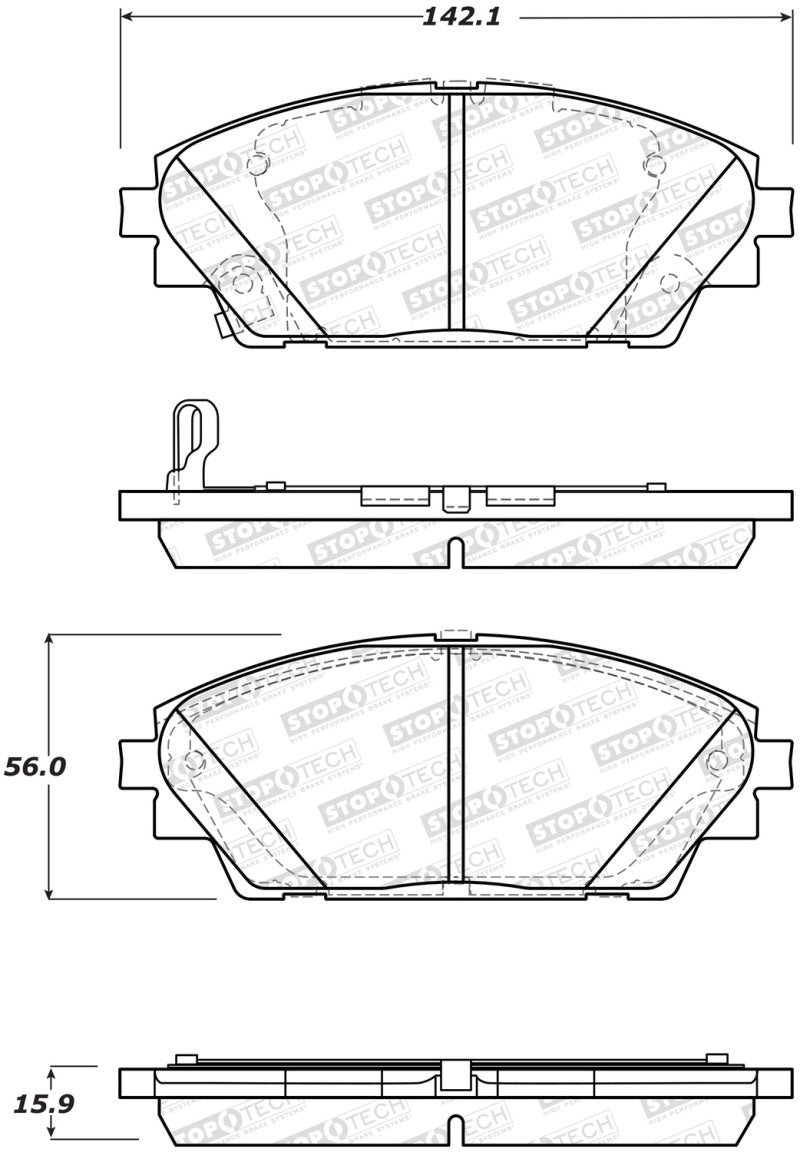 Stoptech 308.1728 14-18 Mazda 3 Street Performance Front Brake Pads