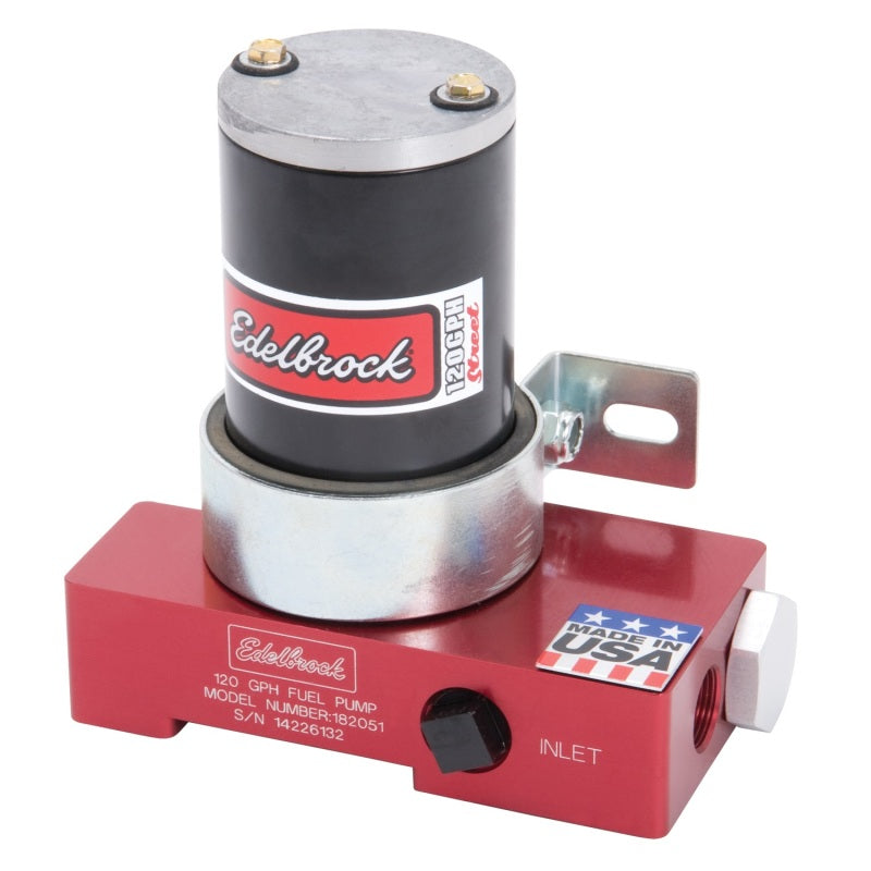 Edelbrock 182051 Fuel Pump Electric Quiet-Flo Carbureted 120GPH 3/8In In 3/8In Out 120 GPH Red