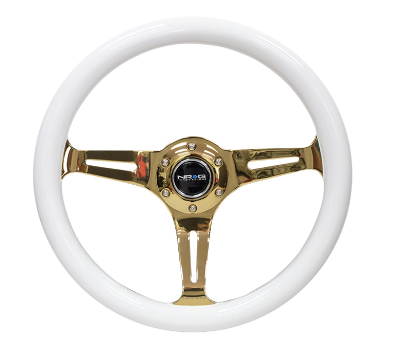 NRG ST-015CG-WT ST-015CG-WT Classic Wood Grain Steering Wheel White Grip