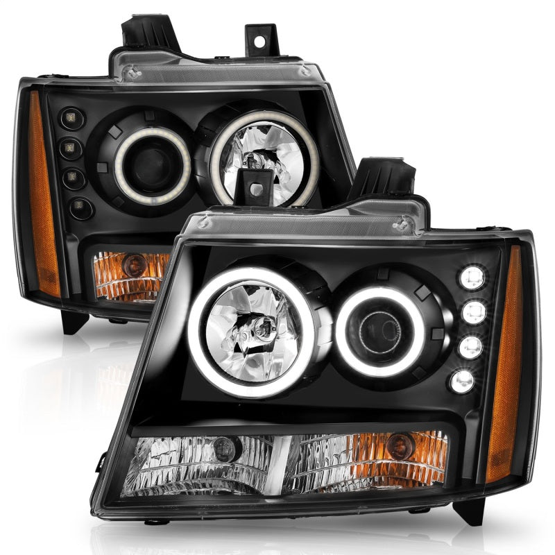 ANZO 111109 2013 fits Chevrolet 07-20 Avalanche Projector Headlights w/ Halo Black (CCFL)