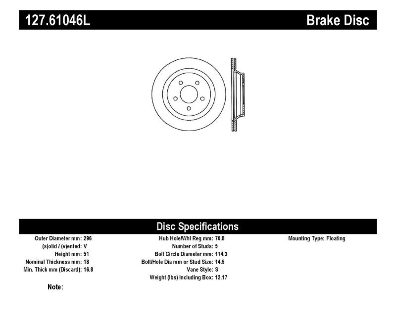 Stoptech 127.61046L Slotted & Drilled Sport Brake Rotor