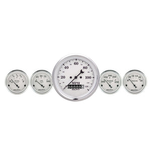 AutoMeter 1600 Gauge Kit 2 Pc. Quad & Speedometer 3-3/8in. Old Tyme White