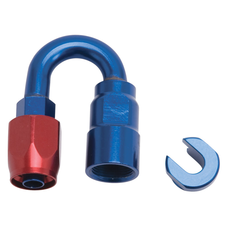 Russell 611230 Performance 3/8in SAE Quick Disc Female to -6 Hose Red/Blue 180 Degree Hose End