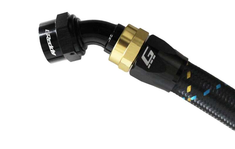 GReddy 12801245 AN12 45 DEGREE HOSE END SWIVEL BLACK/GOLD ANODIZED
