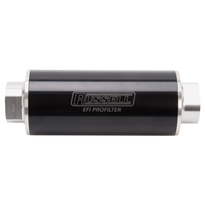 Russell 649260 Performance Profilter Fuel Filter 6in Long 60 Micron -10AN Inlet -10AN Outlet - Black