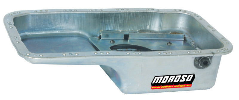 Moroso 20910 fits Acura/Honda 1.6L B16A3 Road Race Baffled Wet Sump 5.5qt 6in Steel Oil Pan