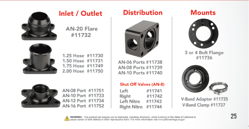 Aeromotive  17134 System Pump 16.5gpm Shut Off Valve 2x 08AN Blocks 1.25in Inlet