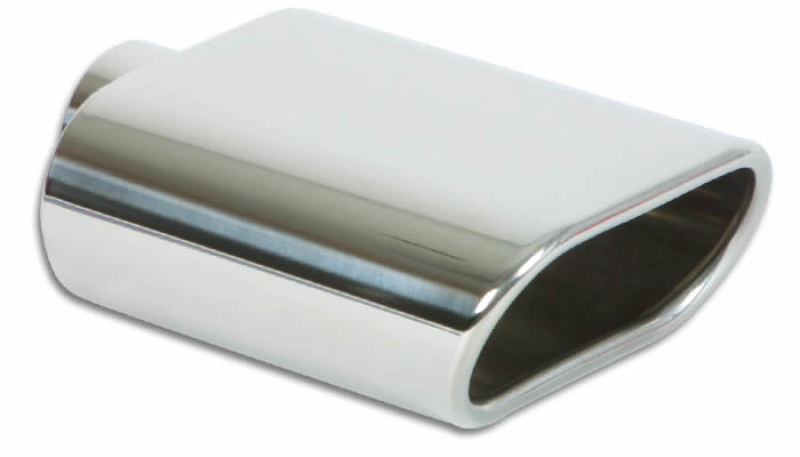 Vibrant 1405 5.5in x 3in Oval SS Exhaust Tip (Single Wall Angle Cut Rolled Edge)