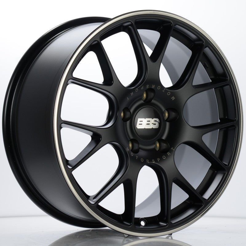 BBS CH108BPO-MTSP CH-R 19x8.5 5x130 ET51 CB71.6 Satin Black Polished Rim Protector Wheel w/ Motorsport Etching