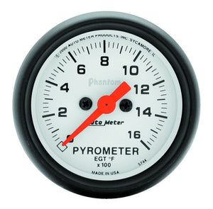 AutoMeter 5744 Autometer Phantom 52mm 1600 Deg F Electronic EGT Gauge Kit