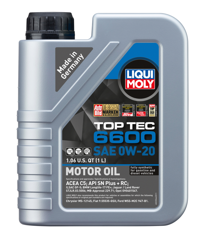 LIQUI MOLY 22044 1L Top Tec 6600 Motor Oil SAE 0W20