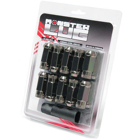 Wheel Mate 33006T Monster Open End Lug Nut Set of 20 - Black Chrome 14x1.50