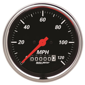 AutoMeter 1479 Autometer Designer Black 3-3/8in Electrical 120MPH Speedometer w/ Wheel Odometer