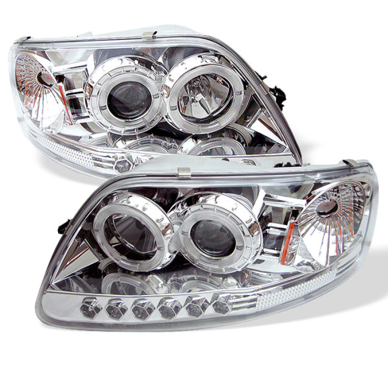 Spyder 5010278 fits Ford F150 97-0 Projector - LED Halo Amber Reflctr LED Chome