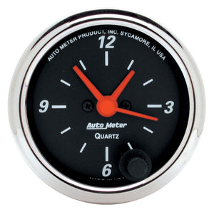 AutoMeter 1484 Autometer Designer Black 2-1/16in Analog 12 Hour Clock