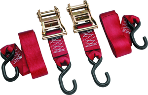 BikeMaster 100577 BikeMaster 2x84in Ratchet Tiedown Pair - Red