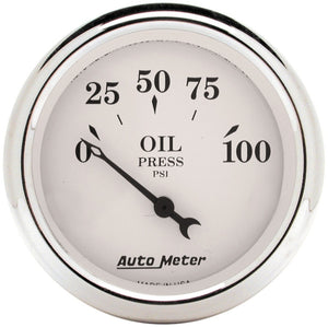 AutoMeter 1628 Auto Meter 2-1/16in 100PSI Elec Oil Pressure Old Tyme White Gauge