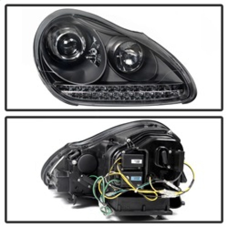 Spyder 5080967 fits Porsche 03-06 Cayenne Projector Xenon/HID Model- DRL LED Bl