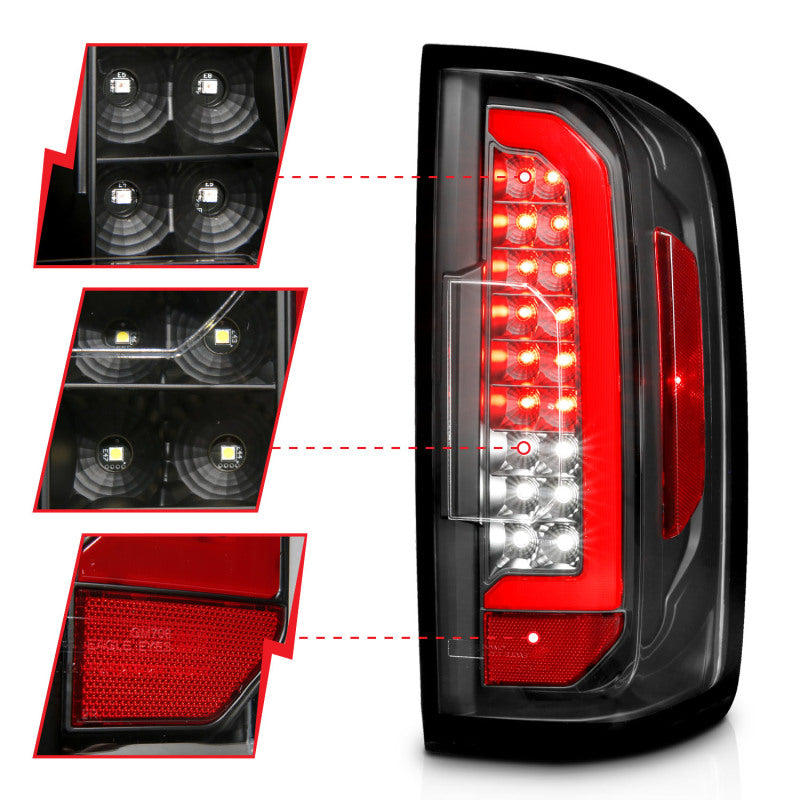 ANZO 311432 fits Chevrolet 15-21 Colorado Full LED Tail Lights w/ Red Lightbar Black Housing Clear Lens