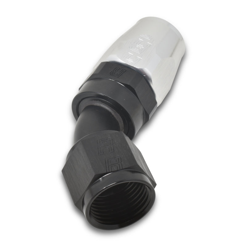 Russell 610103 Performance -8 AN Black/Silver 45 Degree Full Flow Hose End