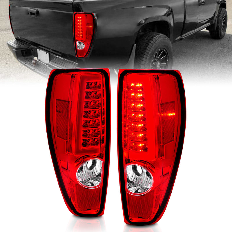 ANZO 311384 2012 fits Chevrolet 04-20 Colorado/ GMC Canyon LED Tail Lights w/ Light Bar Chrome Housing Red/Clear