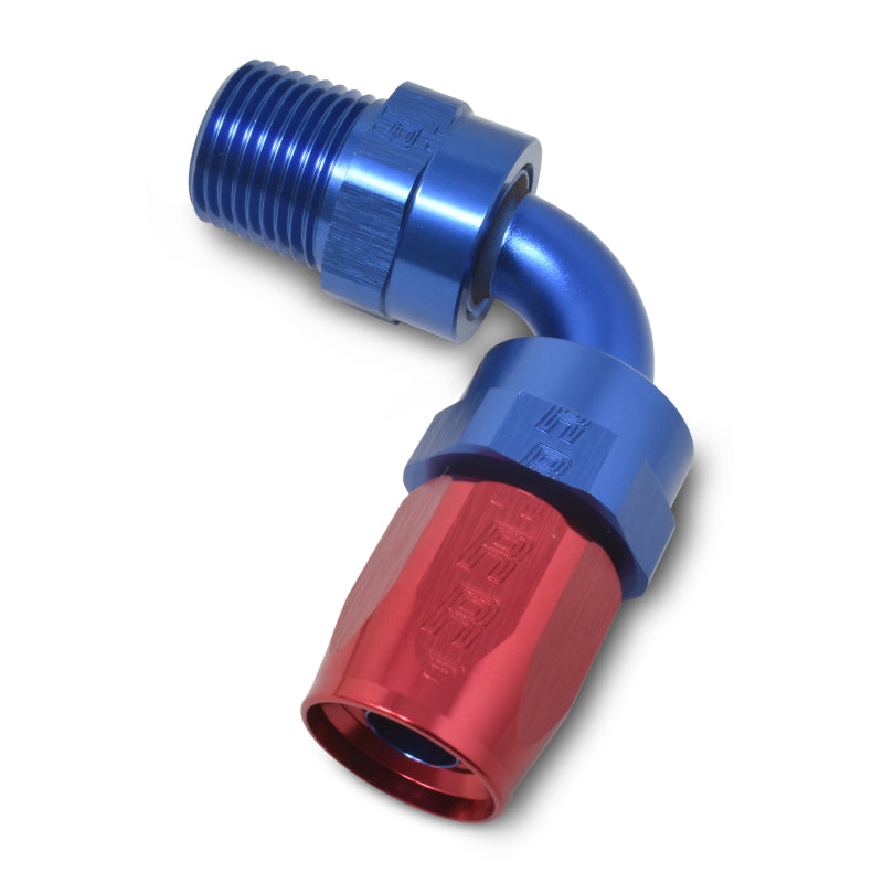 Russell 612170 Performance -6 AN Red/Blue 90 Degree Full Flow Swivel Pipe Thread Hose End (With 1/8in NPT)