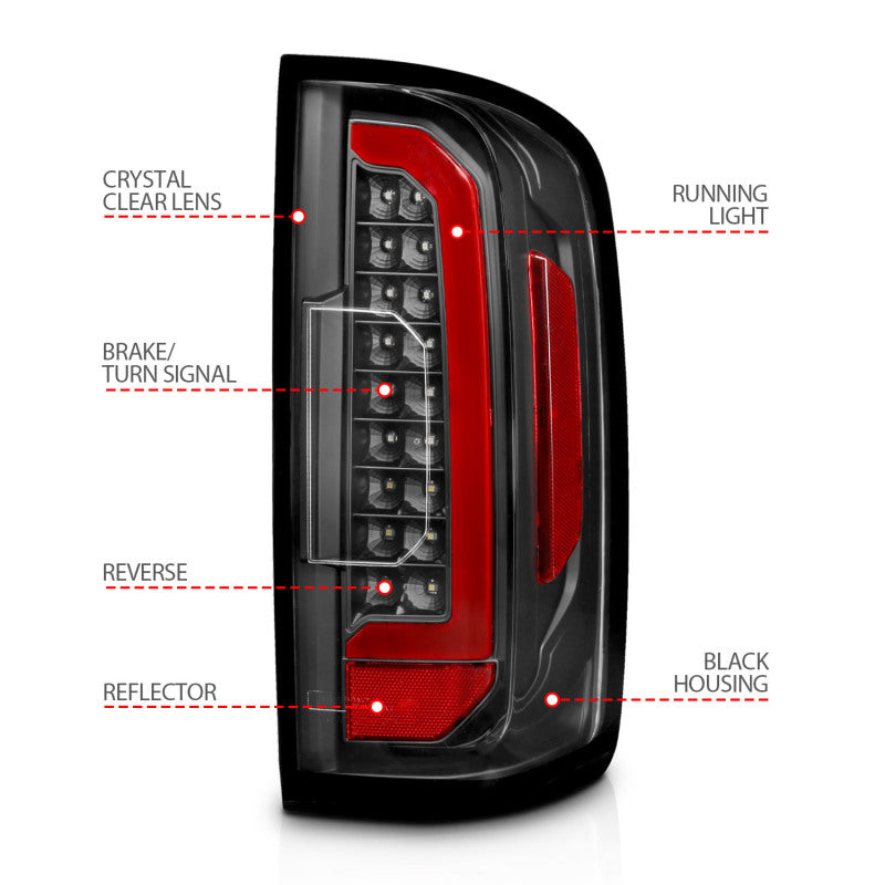 ANZO 311432 fits Chevrolet 15-21 Colorado Full LED Tail Lights w/ Red Lightbar Black Housing Clear Lens