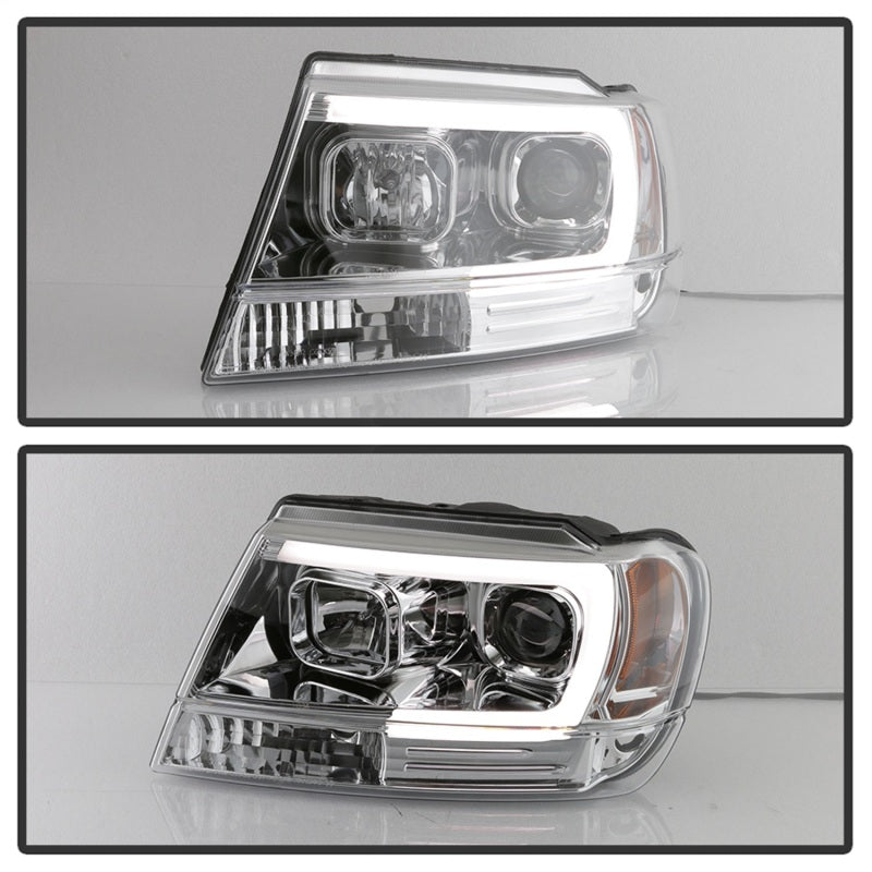 Spyder 5085214 fits Jeep 99-04 Grand Cherokee Projector Headlights - Light Bar DRL LED - Chrome