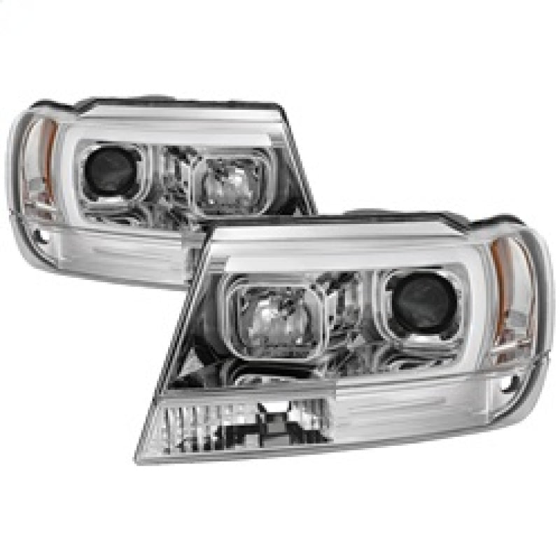 Spyder 5085214 fits Jeep 99-04 Grand Cherokee Projector Headlights - Light Bar DRL LED - Chrome