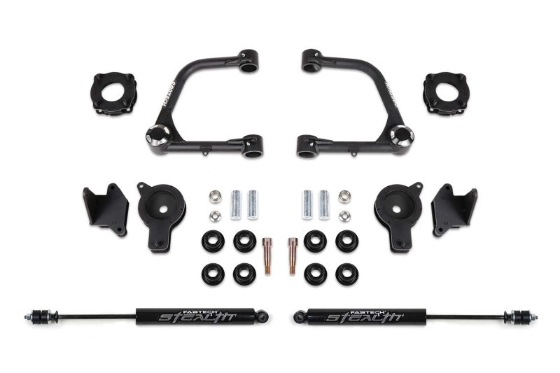 Fabtech K7089M 2022 fits Tundra 4WD 3in UCA Kit w/Uniballs & Fr Shk Spcrs & Rr Air Bag Spcrs & Rr Stealth Shock