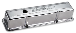 Moroso 68103 fits Chevrolet Small Block Valve Cover - w/Baffle - Stamped Steel C