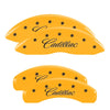 MGP 35028SCADYL 4 Caliper Covers Engraved F & R Cursive/fits Cadillac Yellow Fin