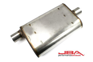 JBA 40-251301 Universal Chambered Style 304SS Muffler 13x9.75x4 2.5in Inlet Diameter Offset/Center