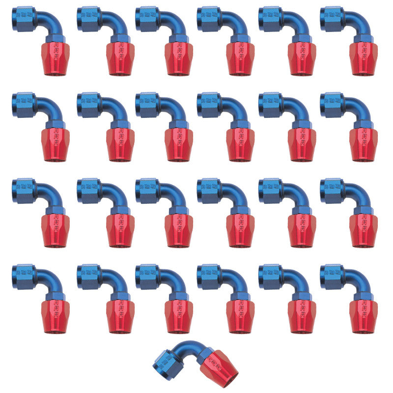 Russell 610178 Performance -8 AN Red/Blue 90 Degree Full Flow Hose End (25 pcs.)