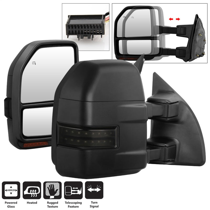 xTune 9943126 08-15 fits Ford F-250 SD Heated Adj LED Signal Power Mirror - Smk