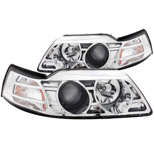 ANZO 121043 1999-2004 fits Ford Mustang Projector Headlights Chrome
