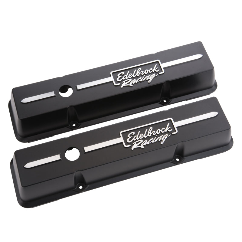 Edelbrock 41633 Valve Cover Racing Series fits Chevrolet 1959-1986 262-400 CI V8 Low Black