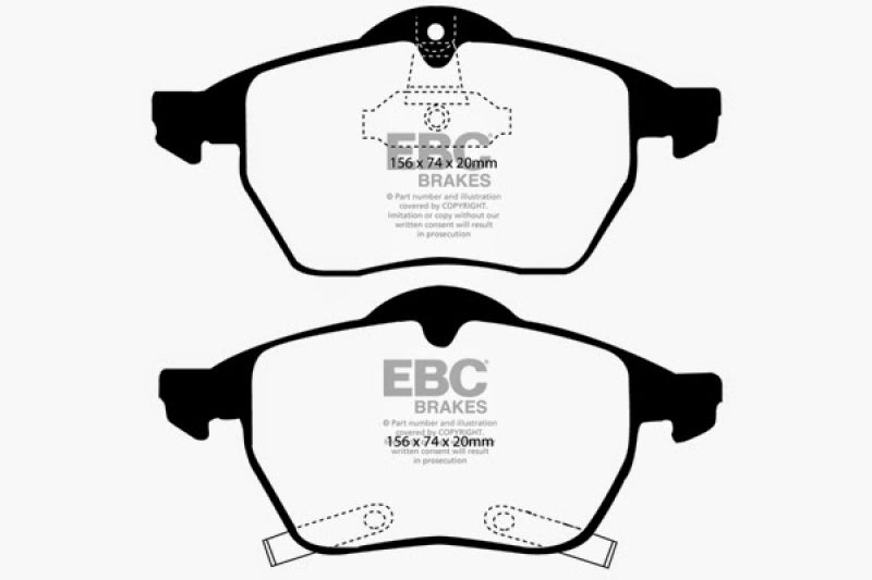 EBC DP21187 98 fits Saab 9-3 2.0 Turbo Greenstuff Front Brake Pads