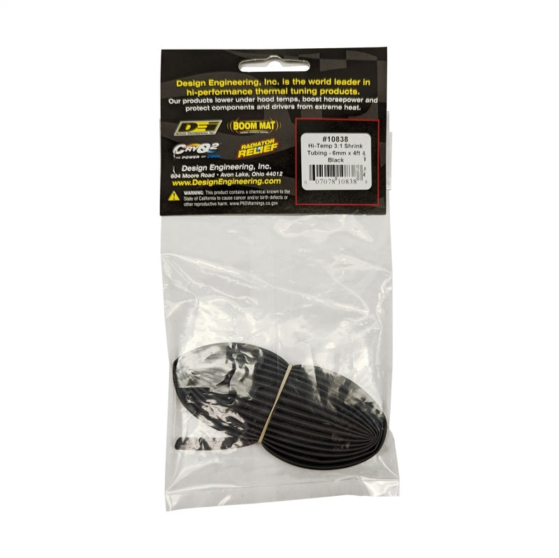 DEI  10838 Hi-Temp Shrink Tube 6mm x 4ft - Black