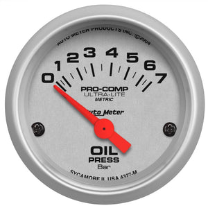 AutoMeter 4327-M Autometer Ultra-Lite 52mm 0-7 Bar Electronic Oil Pressure Gauge